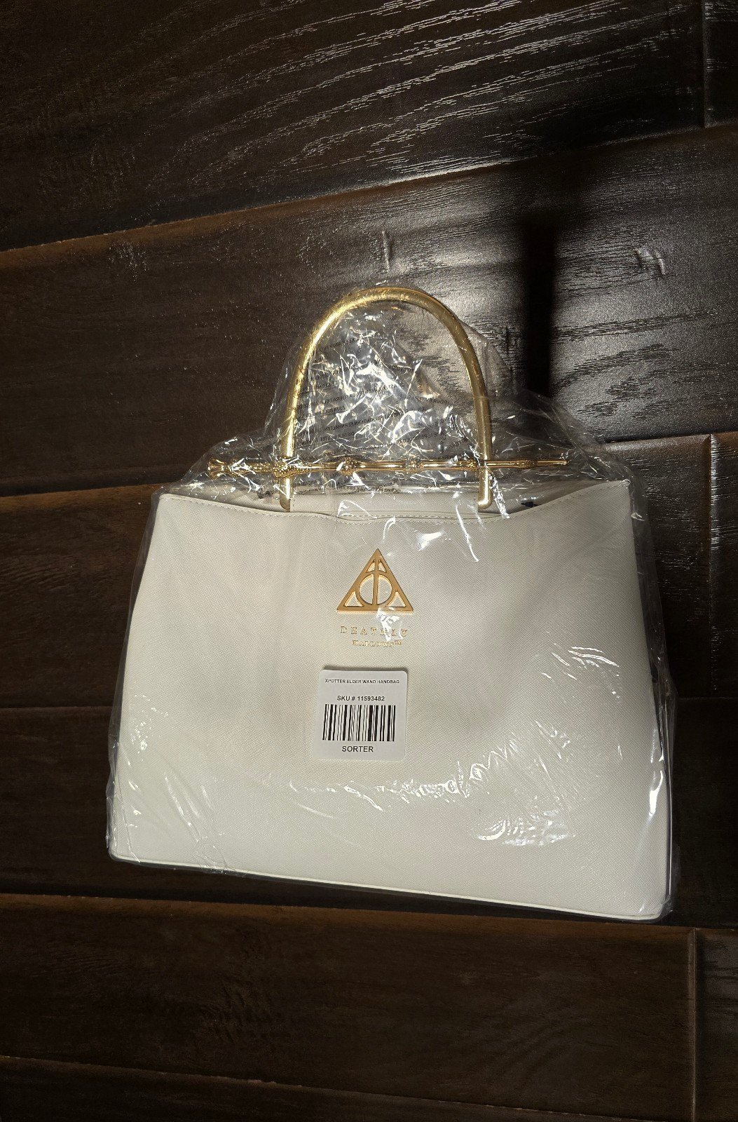 Loungefly HP Elder Wand white and gold Handbag Purse Deathly Hallows crossbody