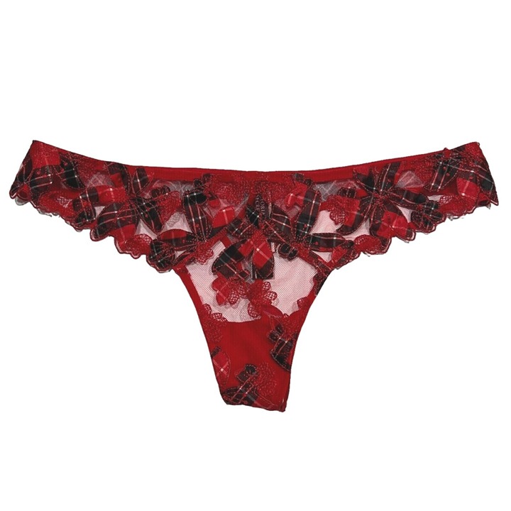 NWT VICTORIA'S SECRET Very Sexy Thong Sz S Red Black Mesh Plaid Floral