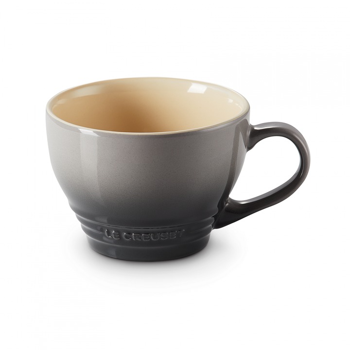 Le Creuset Stoneware Set of 2 Bistro Mug / Giant Cappuccino,14oz Flint Gray NEW