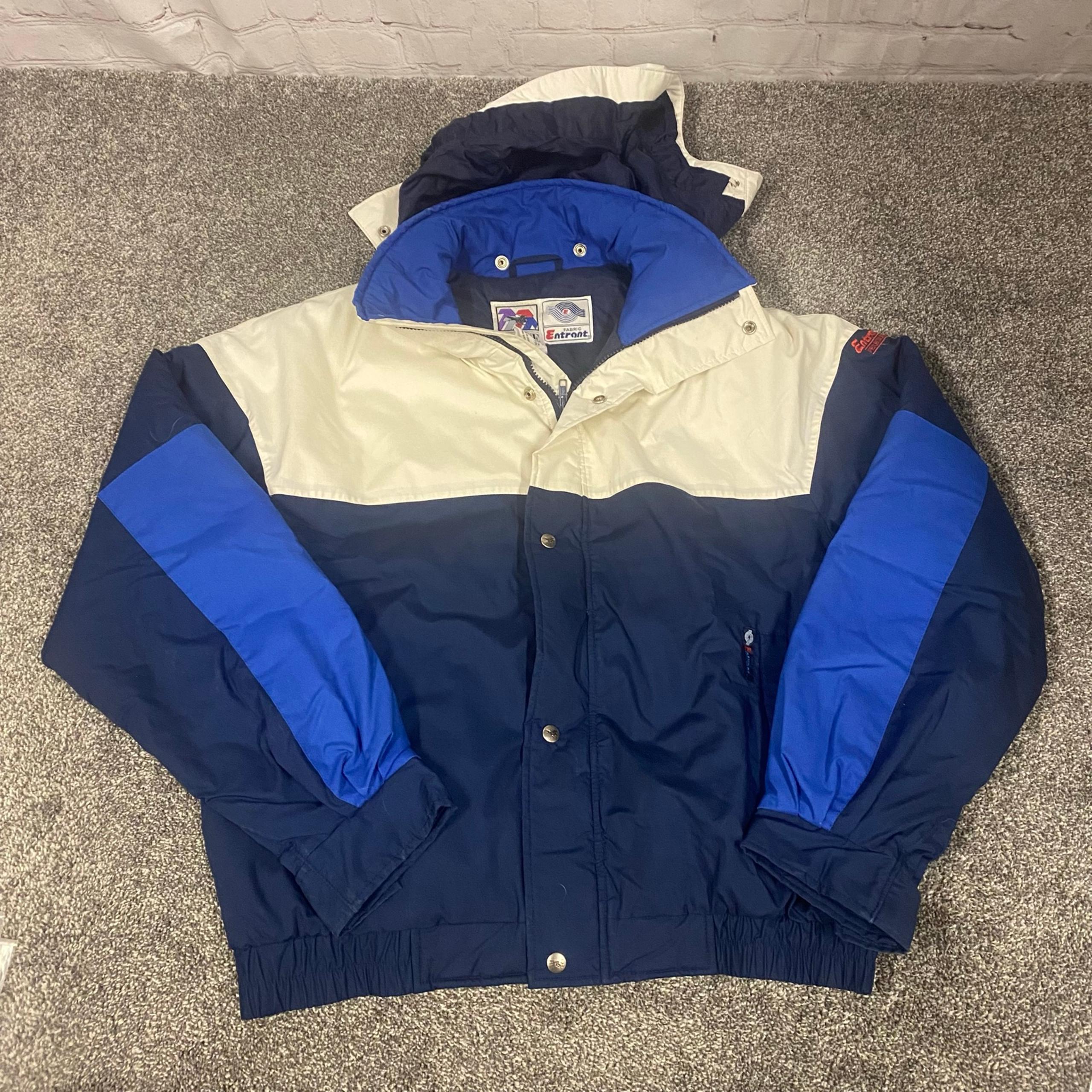 Vintage 80s Windbreaker Jacket Snow Ski Peregrine White Blue Mens Large