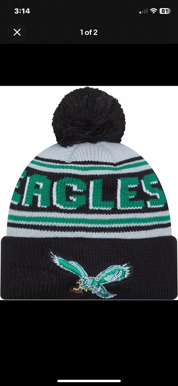 New Era Men's Philadelphia Eagles Throwback Cheer Knit Beanie