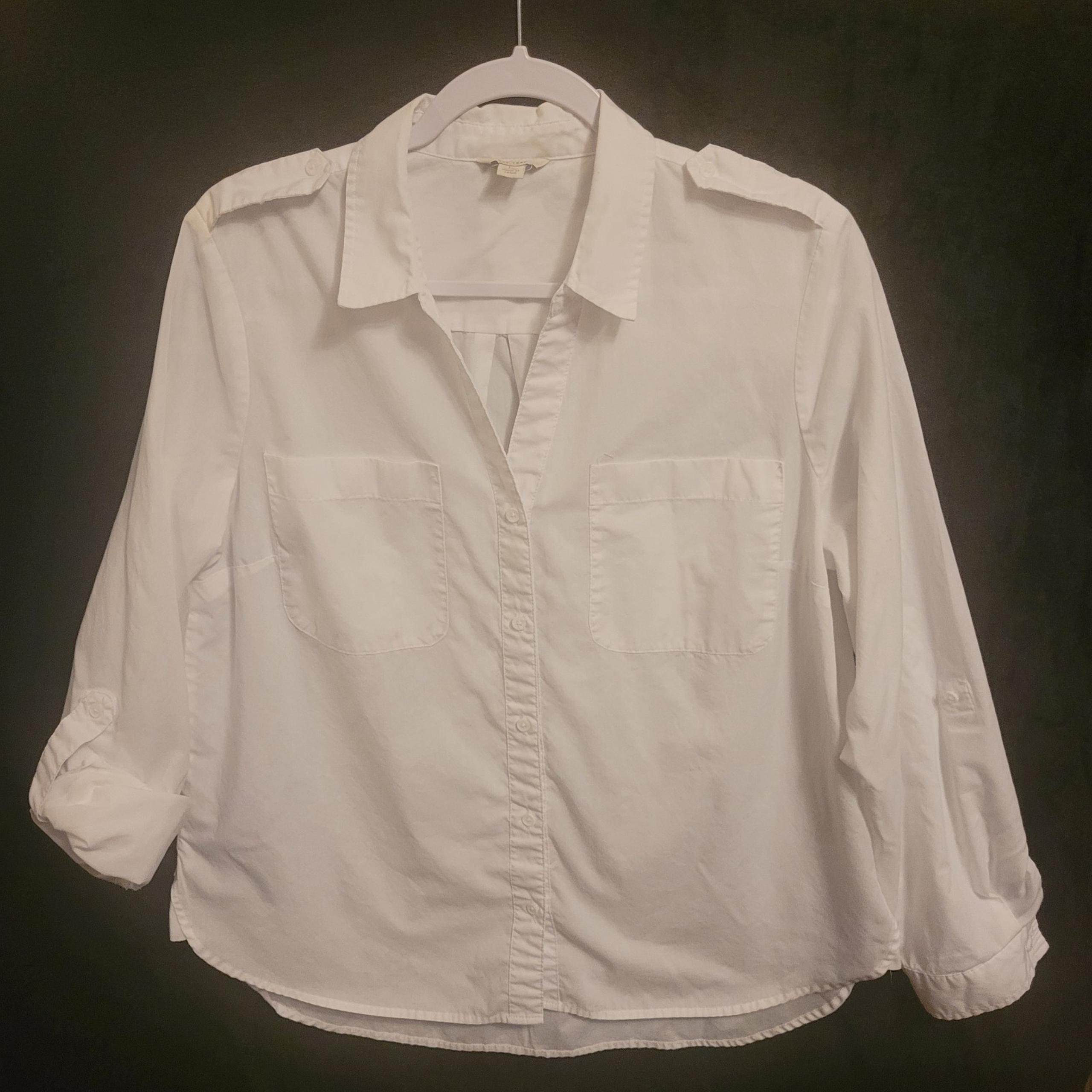 Cato Womens Long Sleeve Button Up Shirt White Size Large