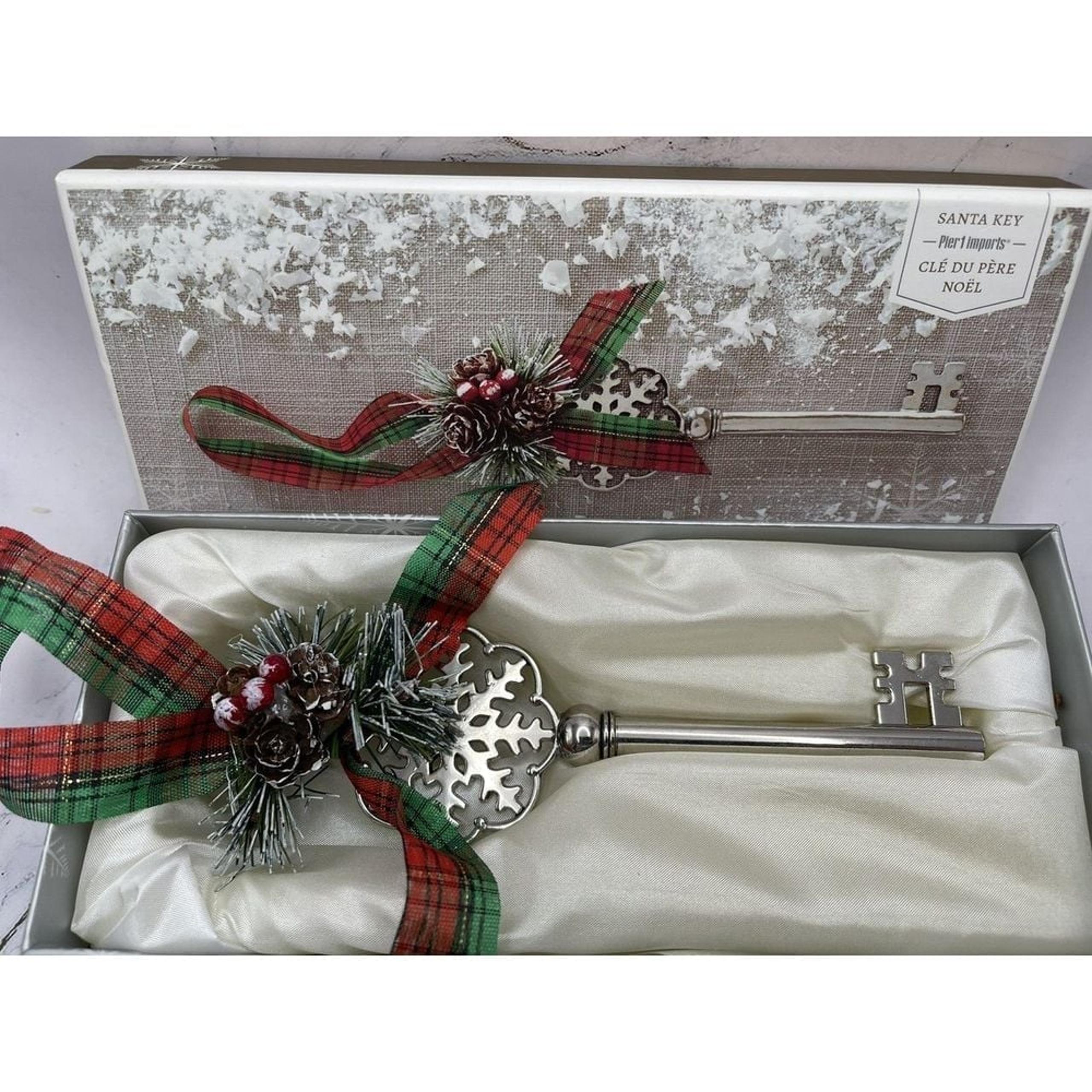 Santa Key Pier 1 Imports No Chimney Christmas Ornament w/Box Snowflake Decor