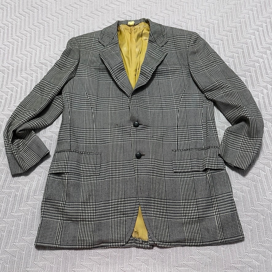 Vintage black and white Glen Check plaid blazer sport coat