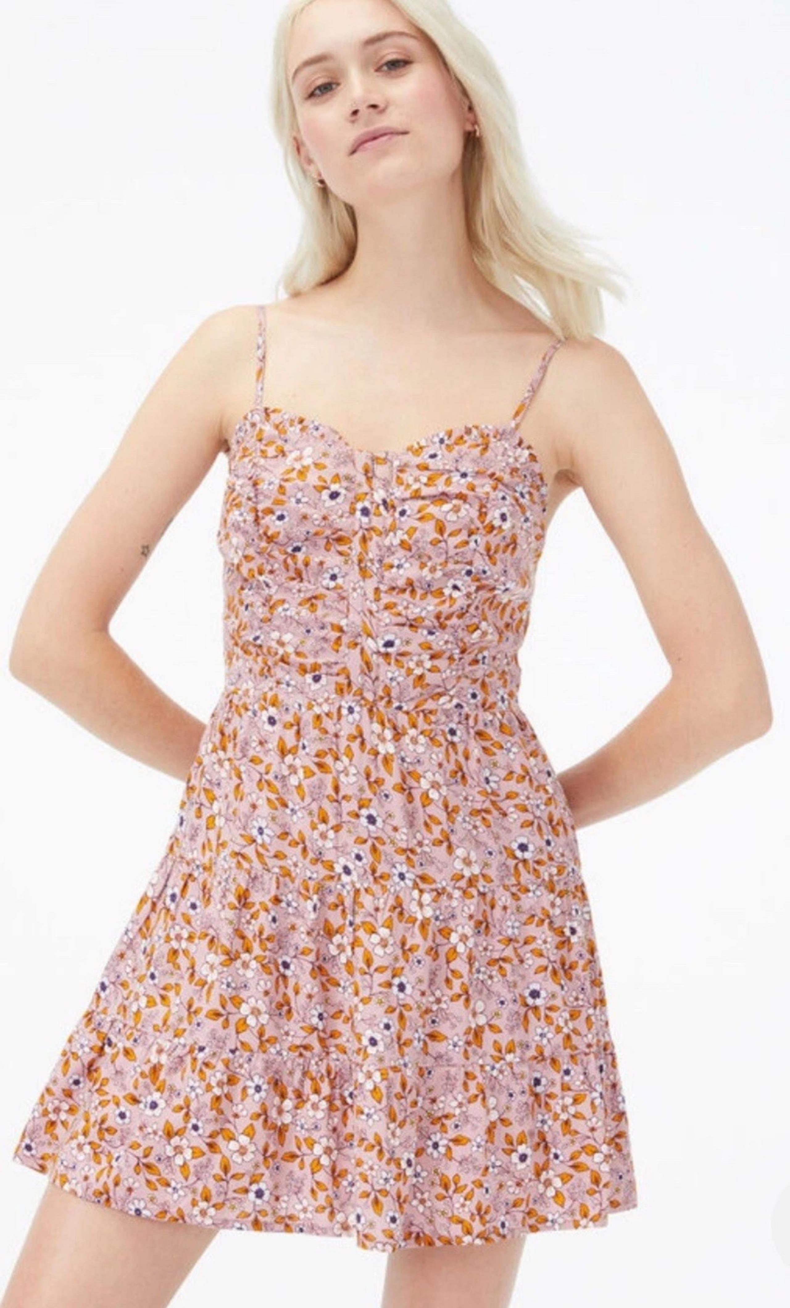 Aeropostale Women’s Floral Sweetheart A-Line Dress Dainty Pink Large NWT
