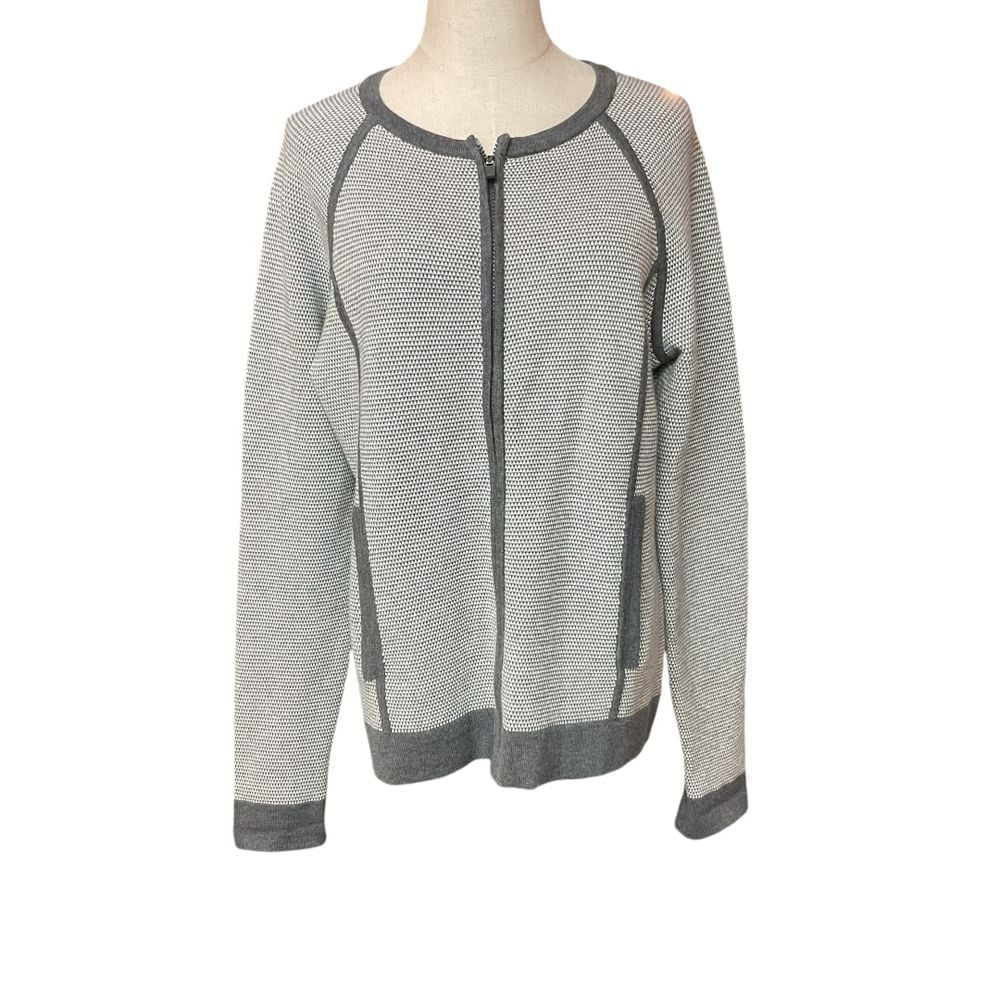 Title Nine Women's Grey Knit Full Zip Cardigan Jacket with Pockets Size L