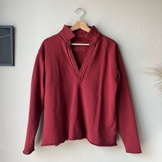 Frank & Eileen Patrick Triple Fleece Cranberry Red V-Neck Popover Sweatshirt M