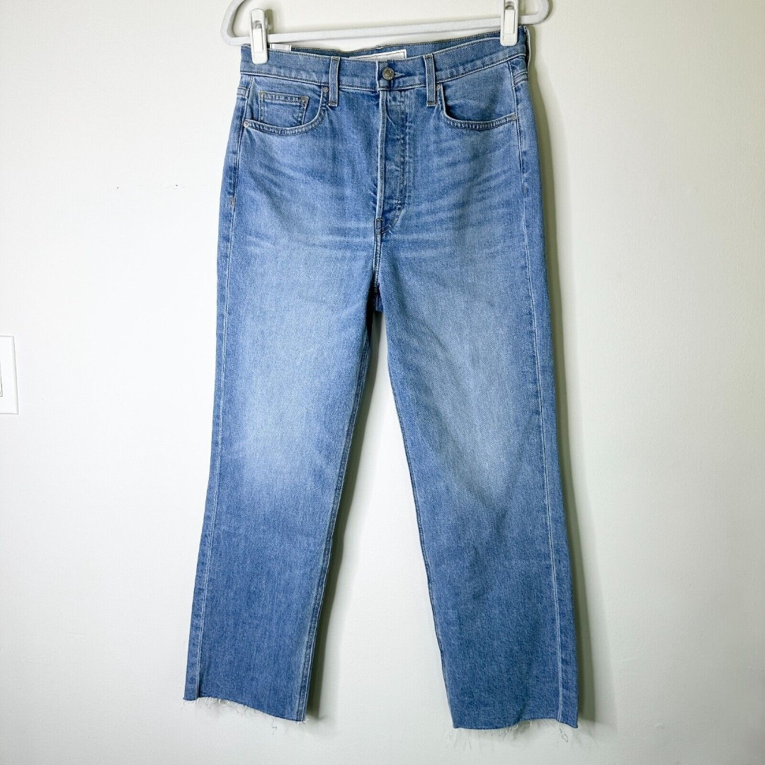FRANK & EILEEN Jeans Women 26 Monaghan Mom High Rise Straight Button Fly Raw Hem