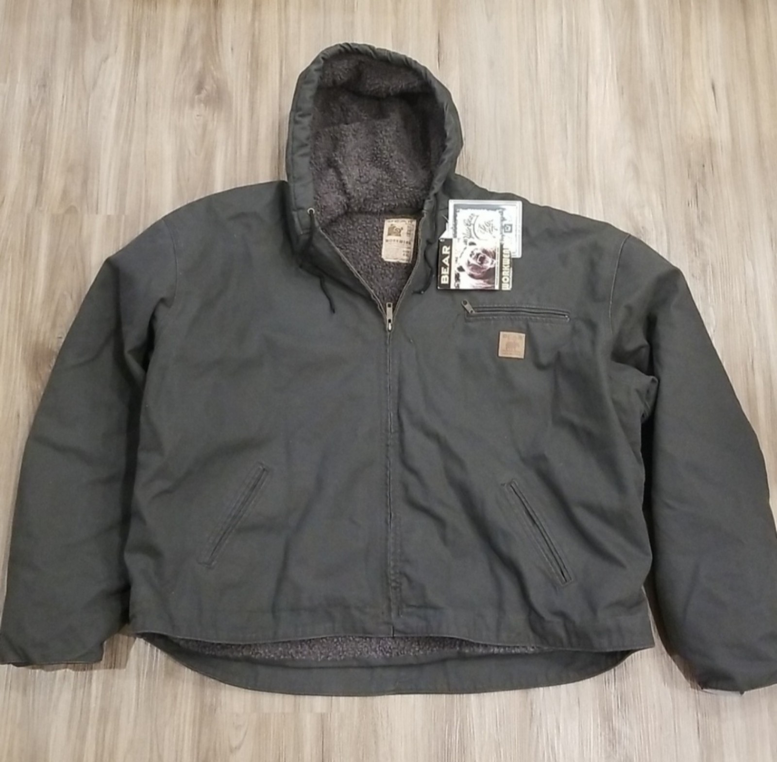 Bear River Workwear Sherpa Lined Hooded Canvas Jacket Size 4XL.