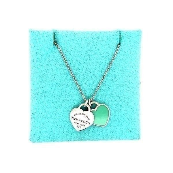 T&Co. 925 Mini Teal Double Heart Necklace