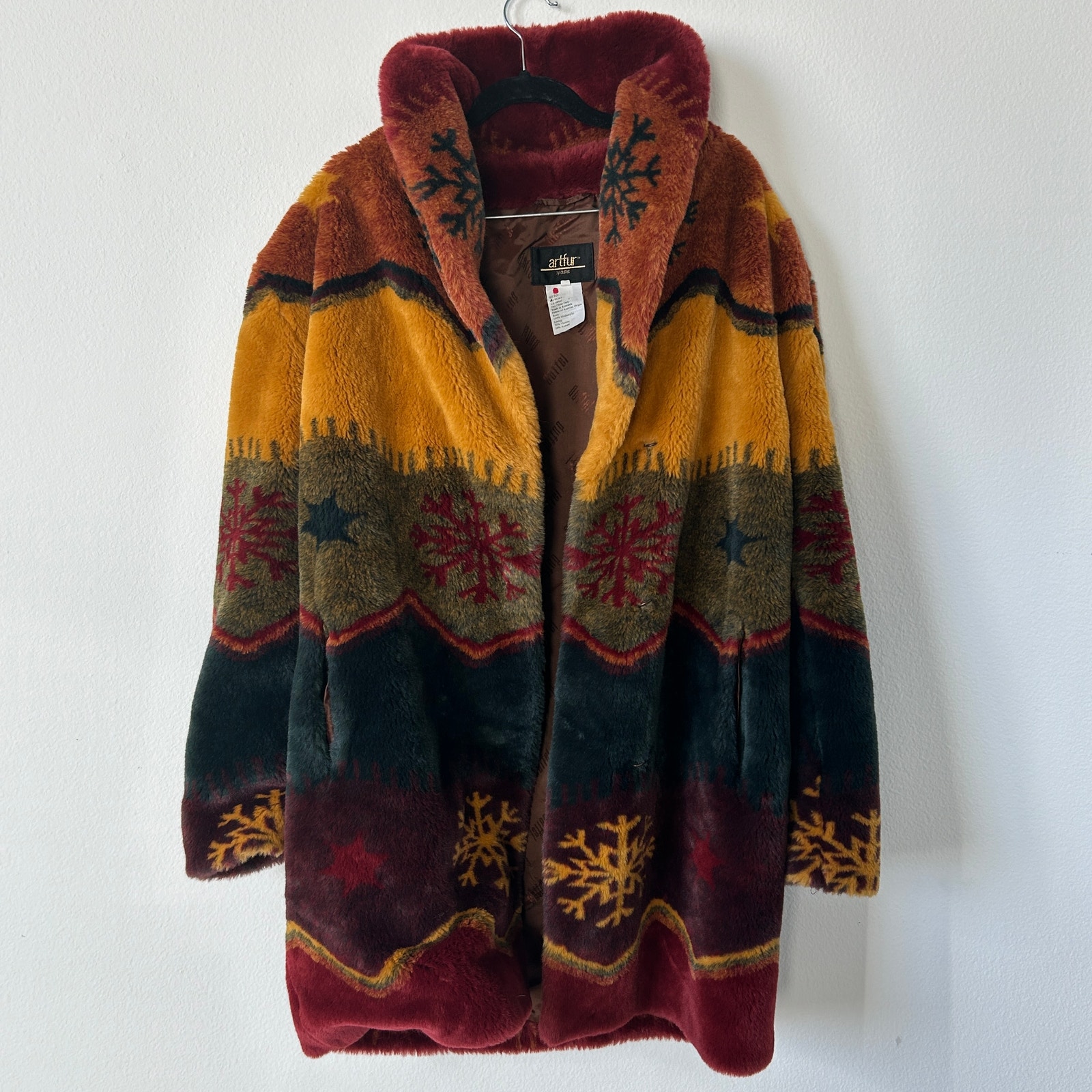 Vintage Artfur By Duffel Faux Fur Winter Jacket Size Small
