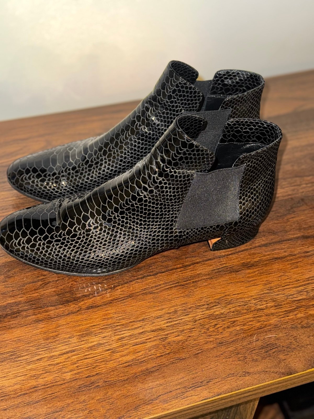 Casadei Black Clafskin Leather Ankle Boots - Size 9.5