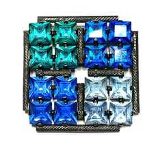 Vintage Brooch Austrian Blue Rhinestone Rhinestone Vtg Costume Jewelry Pin JA091