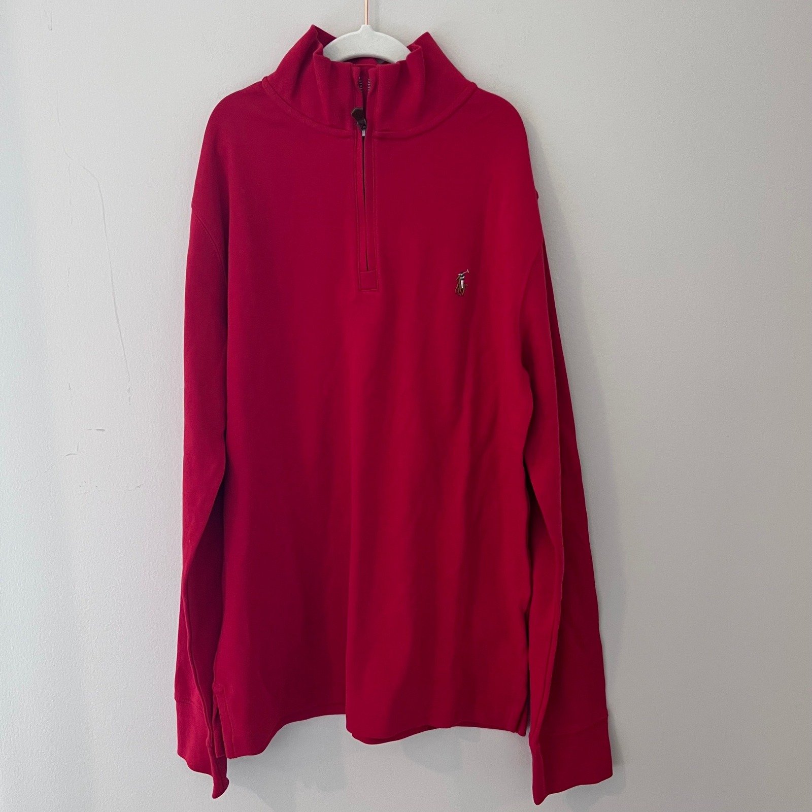 Polo Ralph Lauren Pullover Half Zip Sweatshirt Red Pony Logo L/G (14-16)