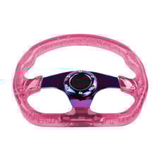 NEW JDM Universal 6-Hole 326mm Vip Pink Crystal Bubble Neo Spoke Steering Wheel