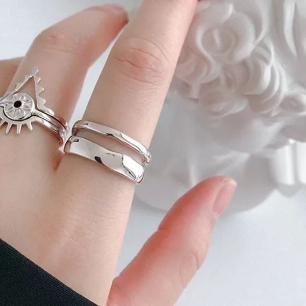 NEW Gold 925 Sterling Silver Double Layer Ring