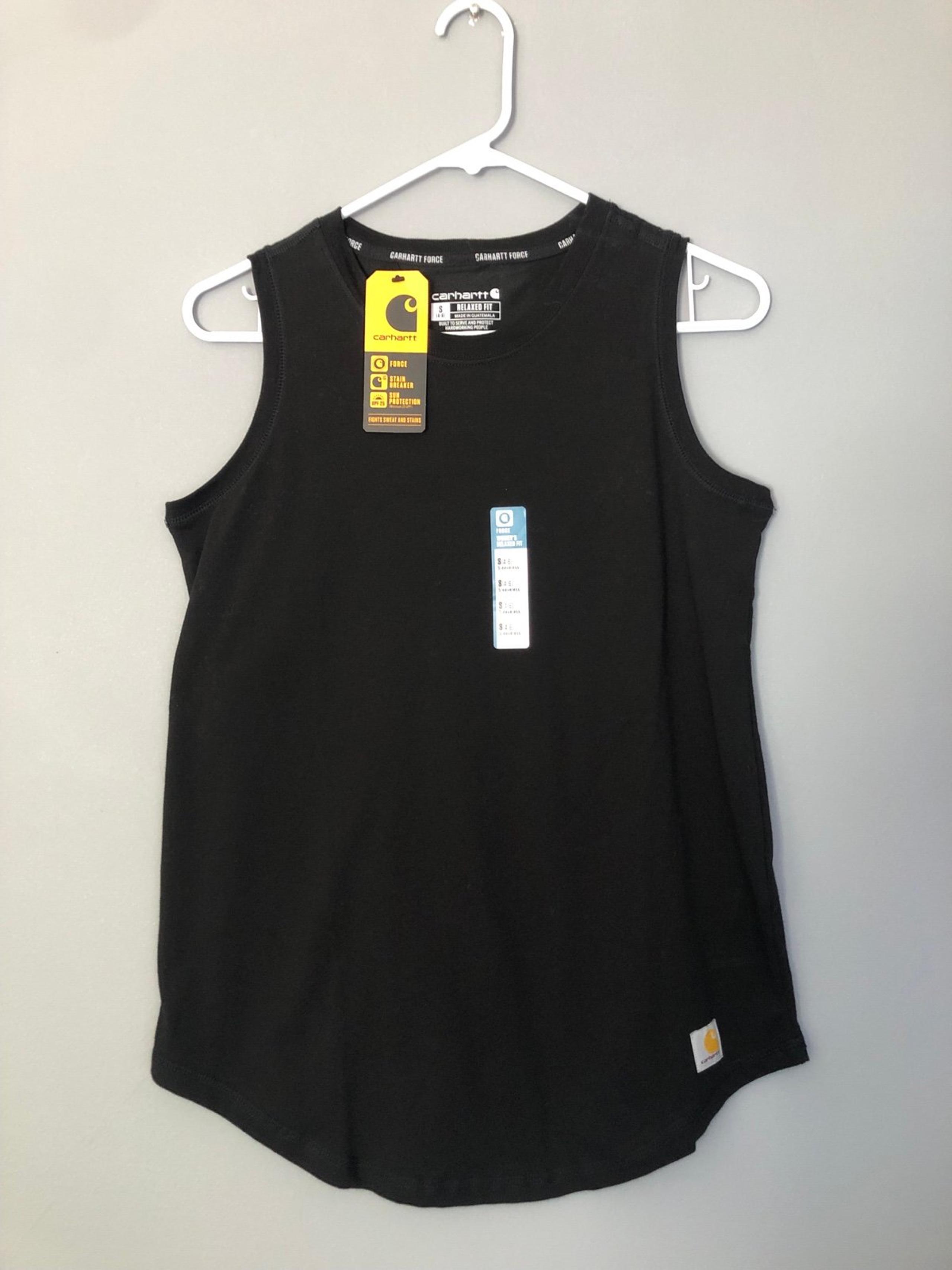 Carhartt Force Women’s Small Tank Top Relaxed Fit Midweight Black UPF 25 New