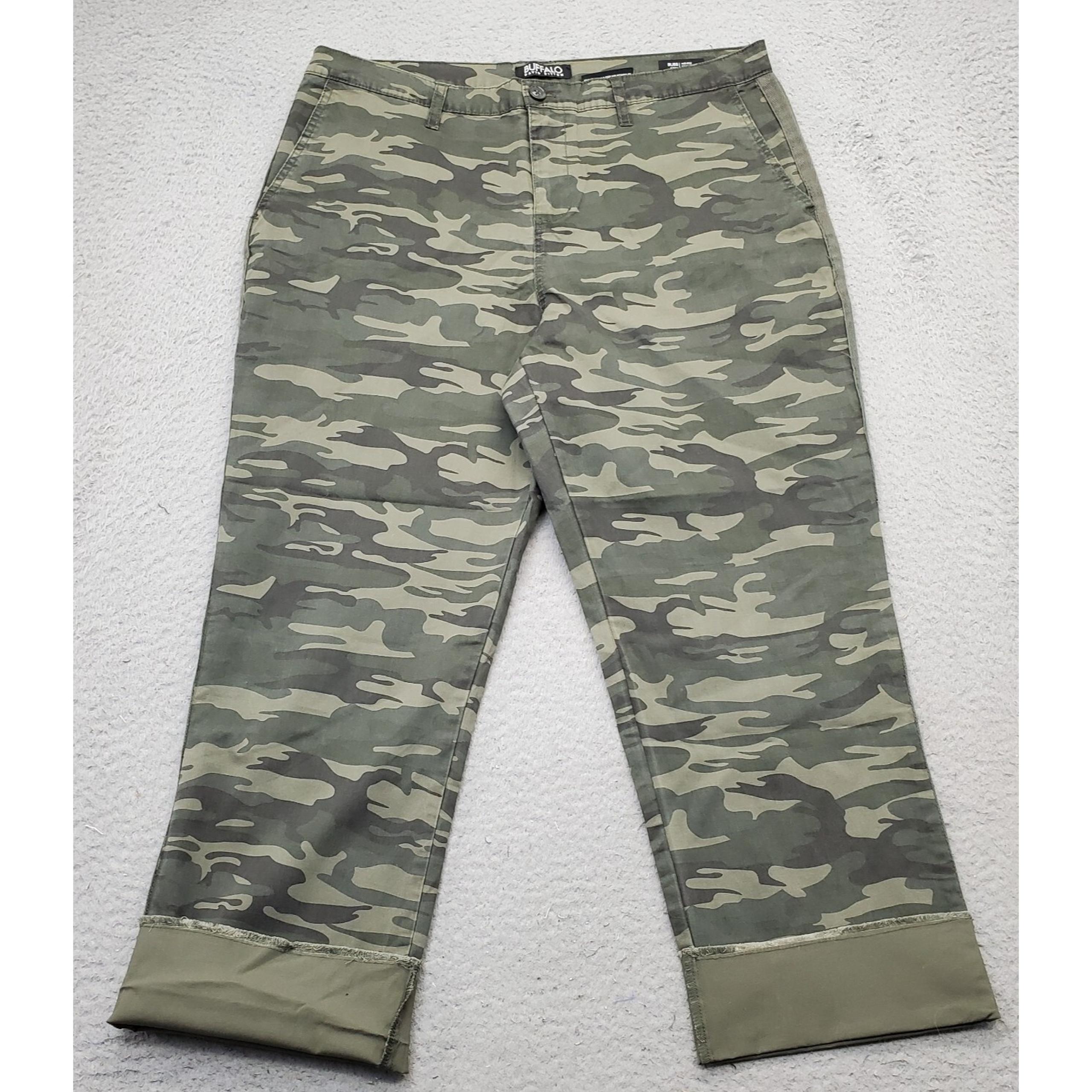 Buffalo David Bitton Utility Pants Women 12/32 Multi Camouflage Stretch Mid Rise