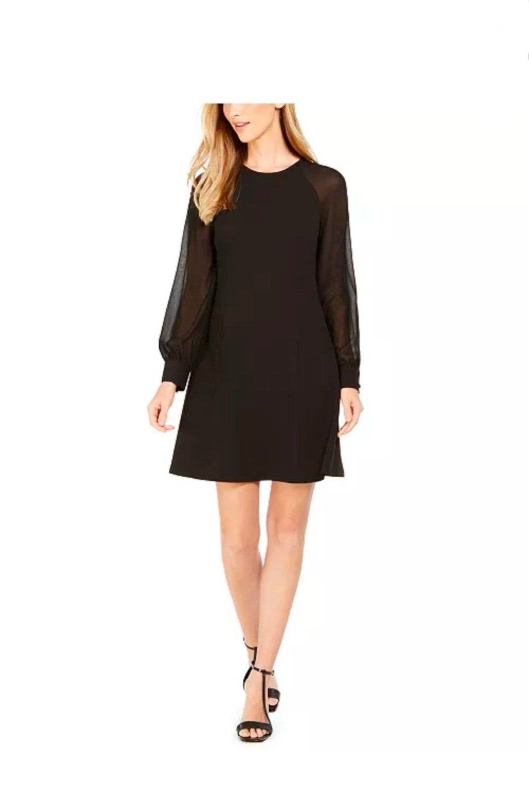 Calvin Klein Illusion-Sleeve A-Line Dress Size 6