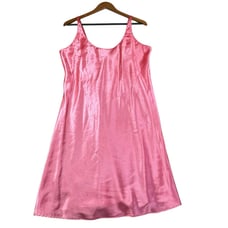 Whispers Slip Dress Y2K Pink Satin Babydoll Slipdress Nightgown Barbiecore