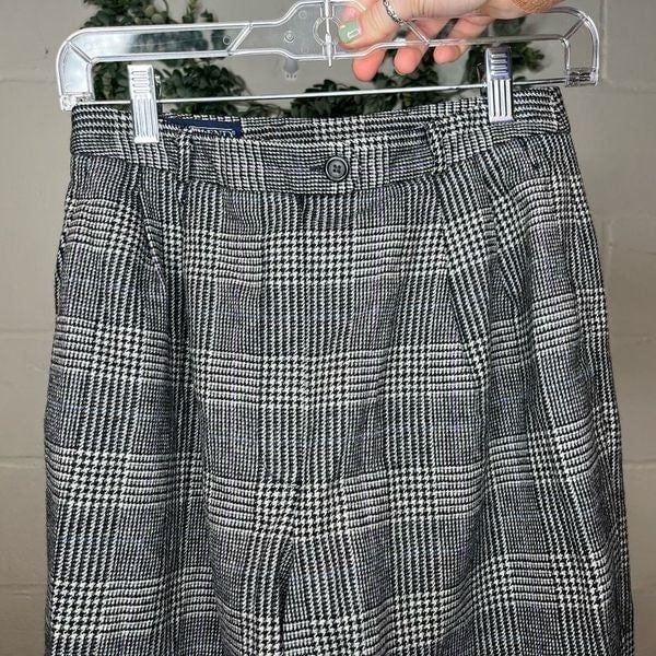 Lands end | women plaid black and white wool pants