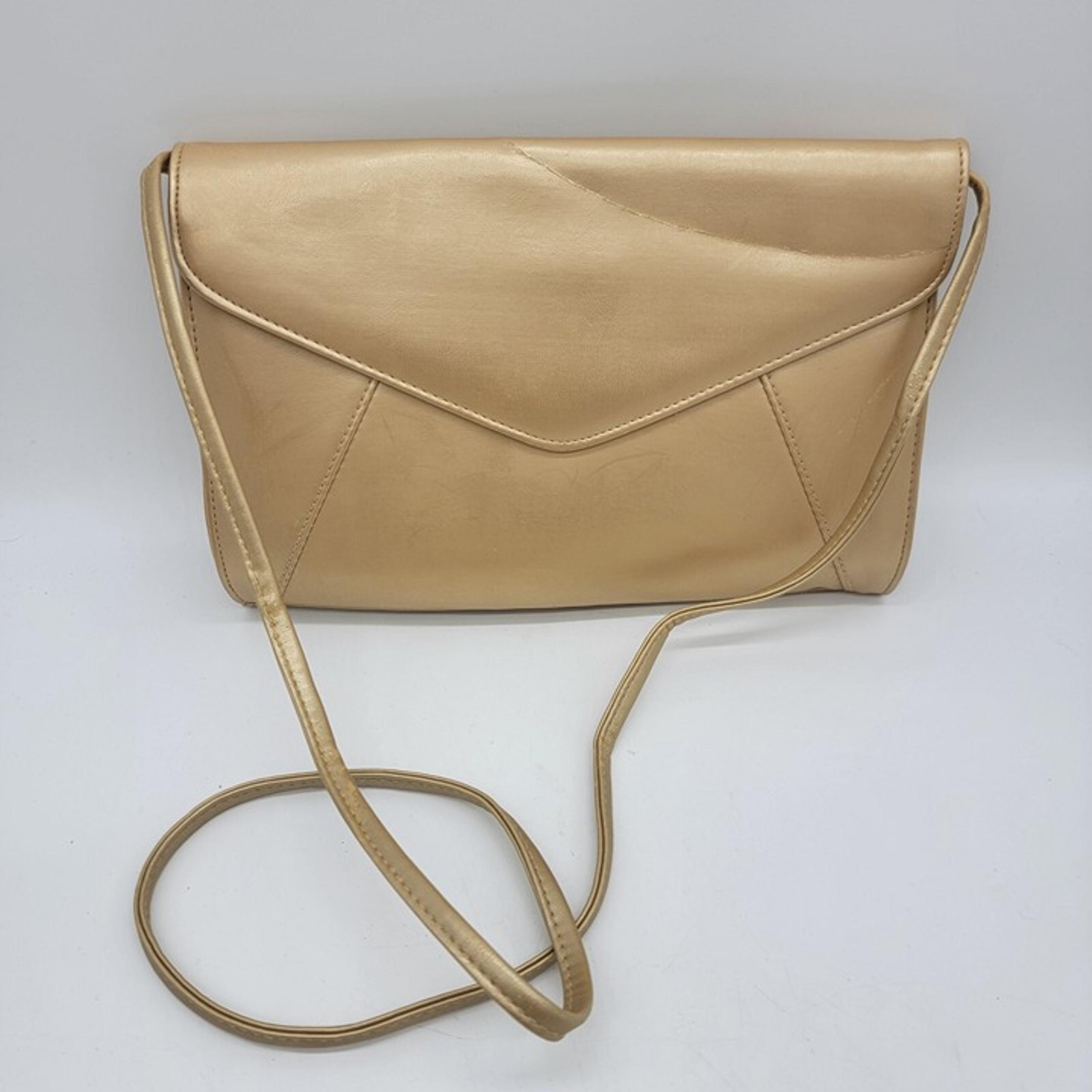 Vintage Bueno Bag Evening Crossbody Clutch Gold Faux Leather Bag