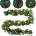 9 FT LED Christmas Garland with Pinecones Red Berries Bows Christmas Decor