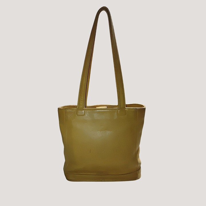 Coach Beige Leather Tote Bag 9305 Costa Rica Double Handles Open Top Design