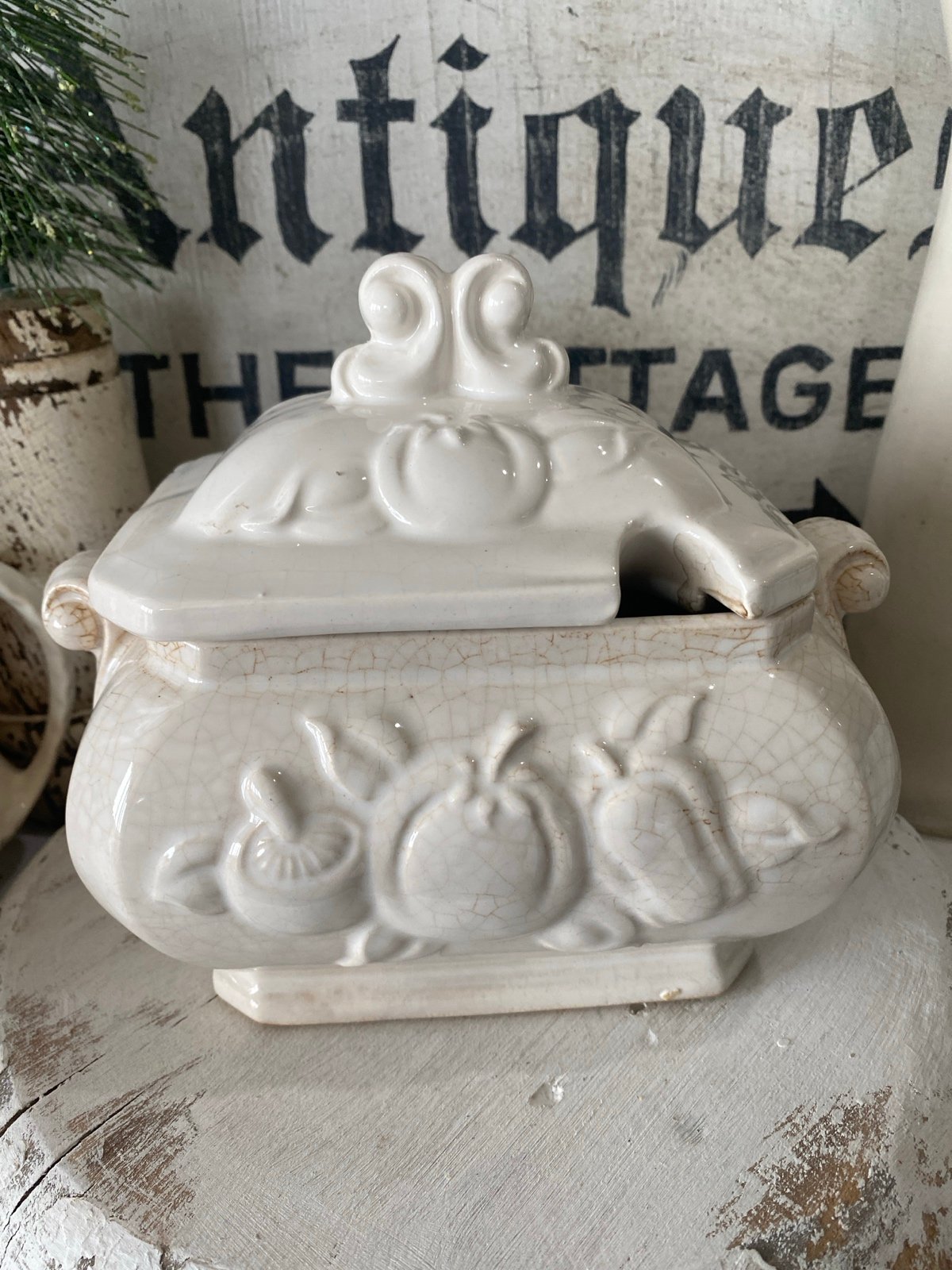 Ironstone Stained & Crazed Soup Tureen