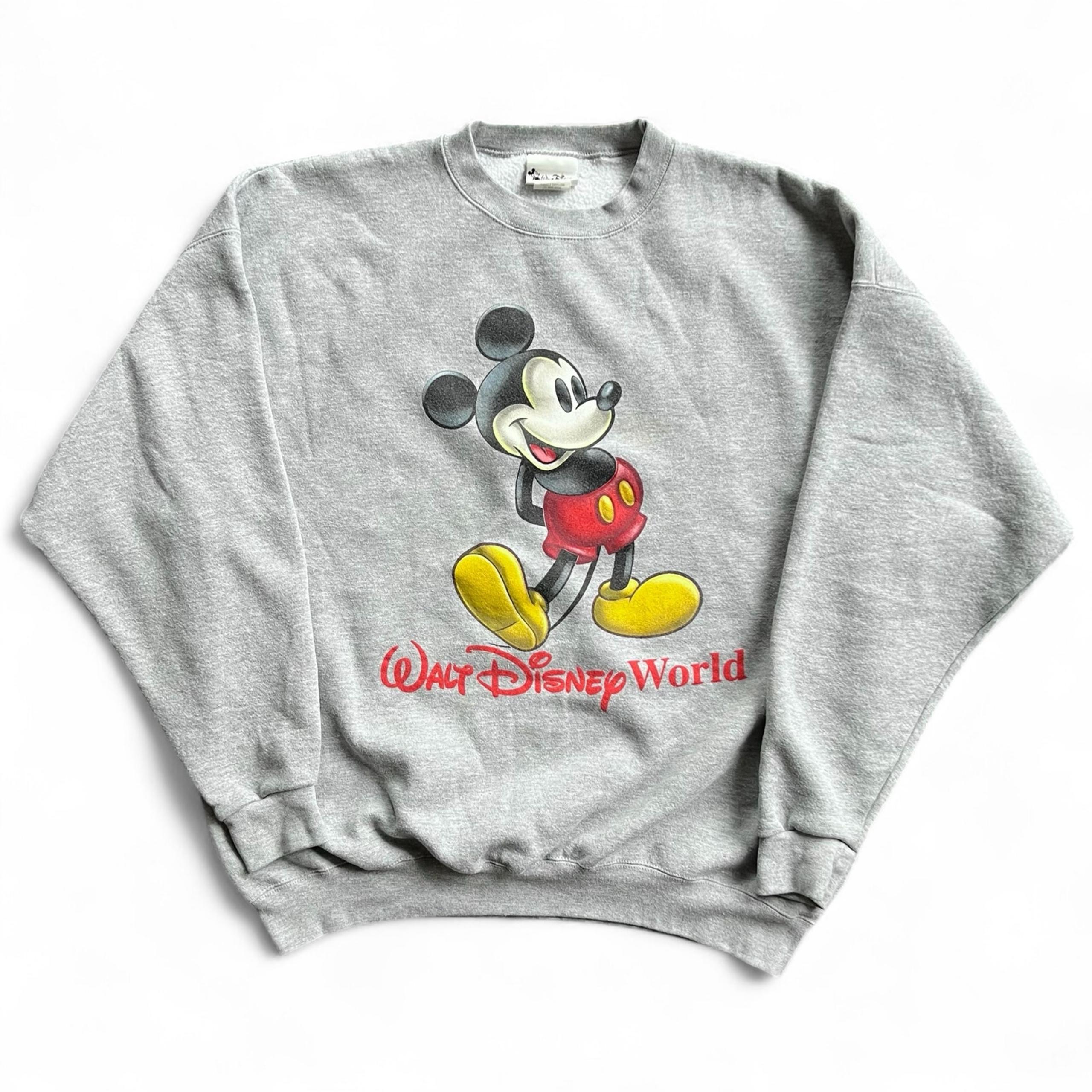 Vintage 90s Mickey Mouse Walt Disney World Crewneck Sweatshirt Gray 3XL Parks