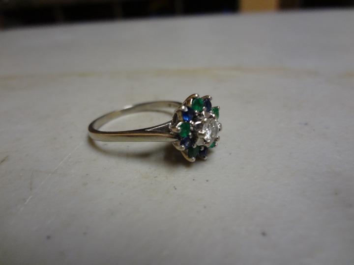 14K WHITE GOLD SIZE 9 WOMENS DIAMOND BOTANICAL FLOWER RING 4.0 GRAMS