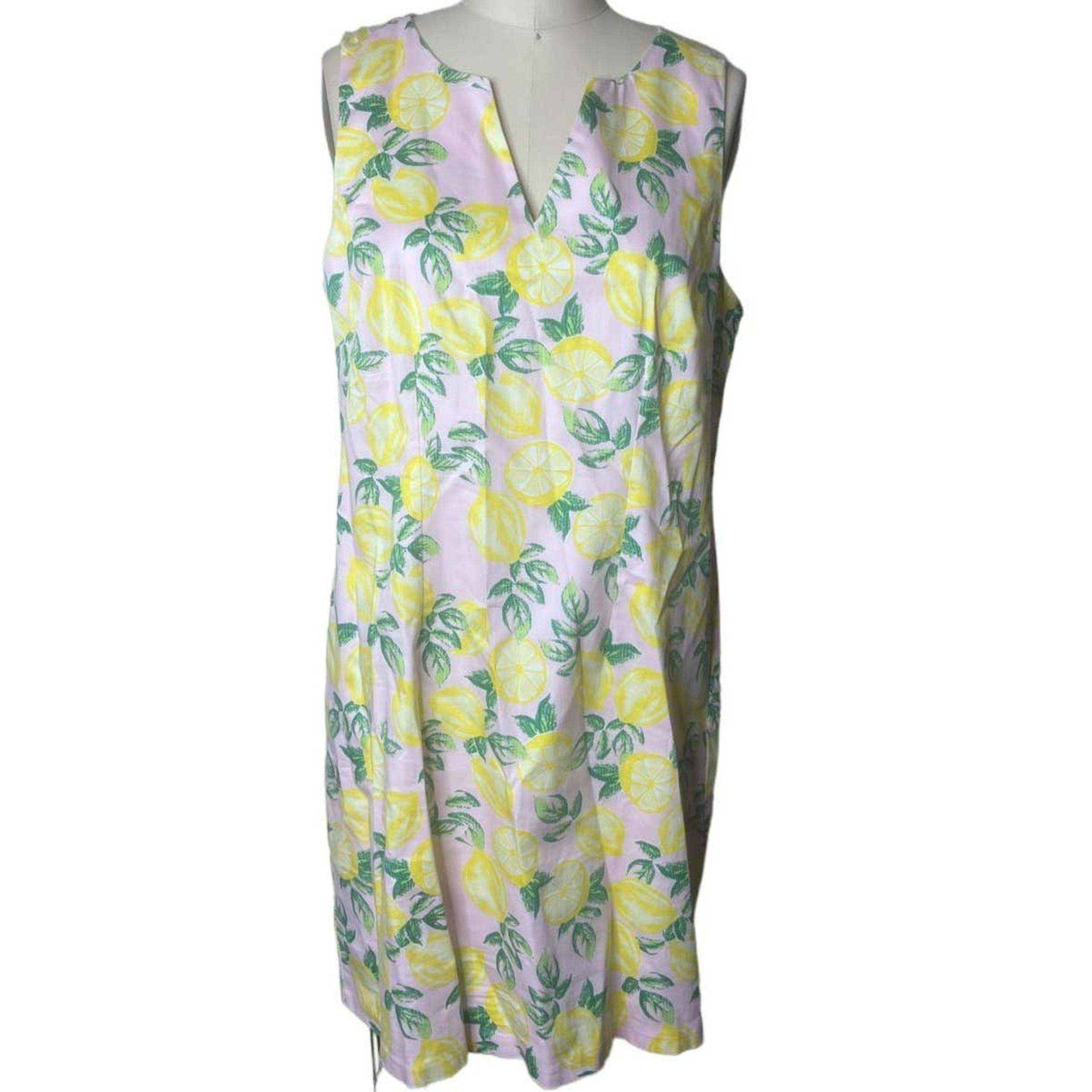 Cynthia Rowley Lemon Print Pink Sheath Dress Size 10