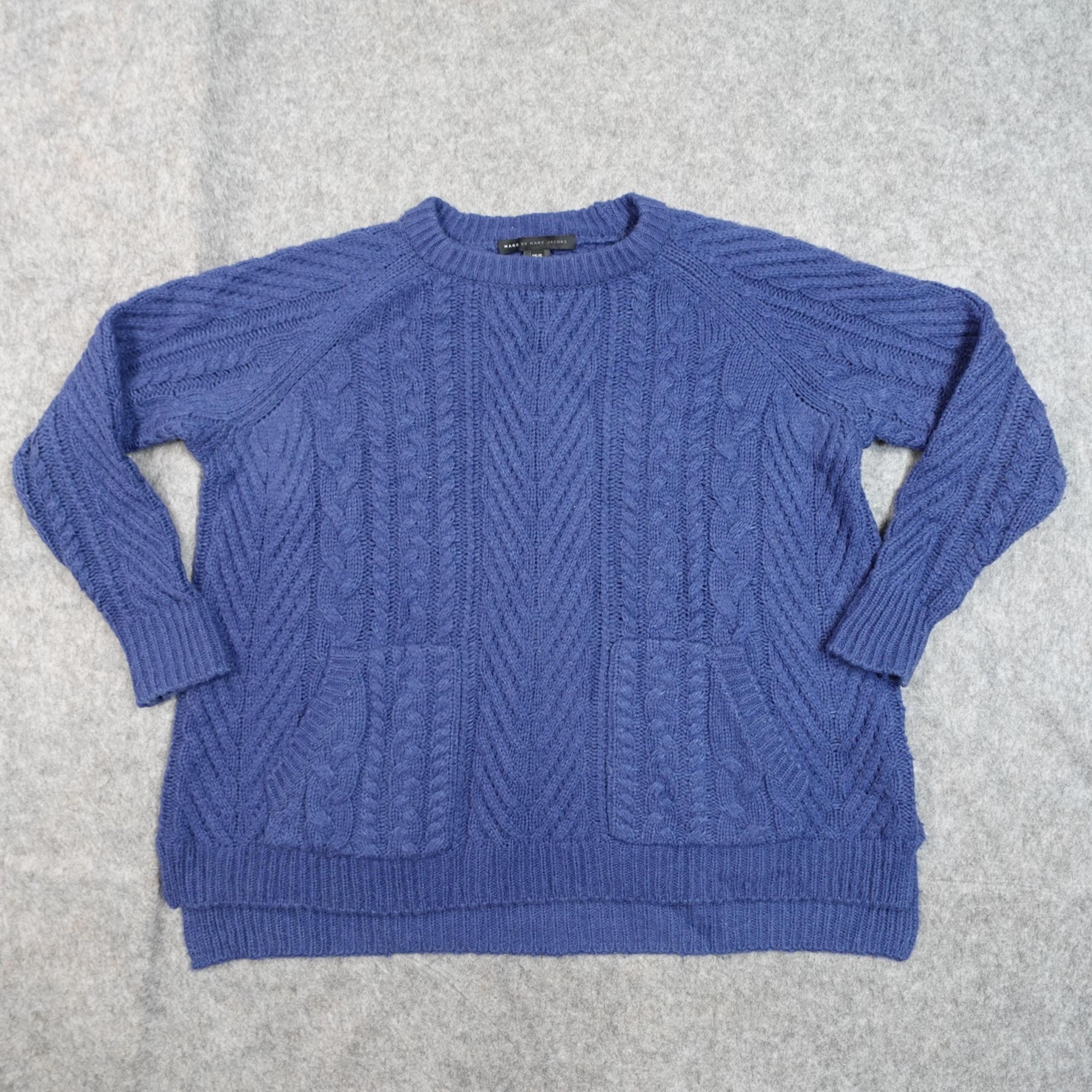 Marc by Marc Jacobs Sweater Womens XS/S Wool Cable Knit Chunky Oversized Blue