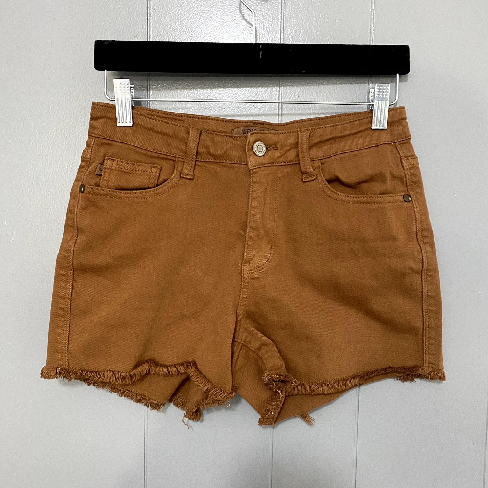 Judy Blue Brown Denim Frayed Hems Mid Rise Cut Off Summer Boho Shorts S