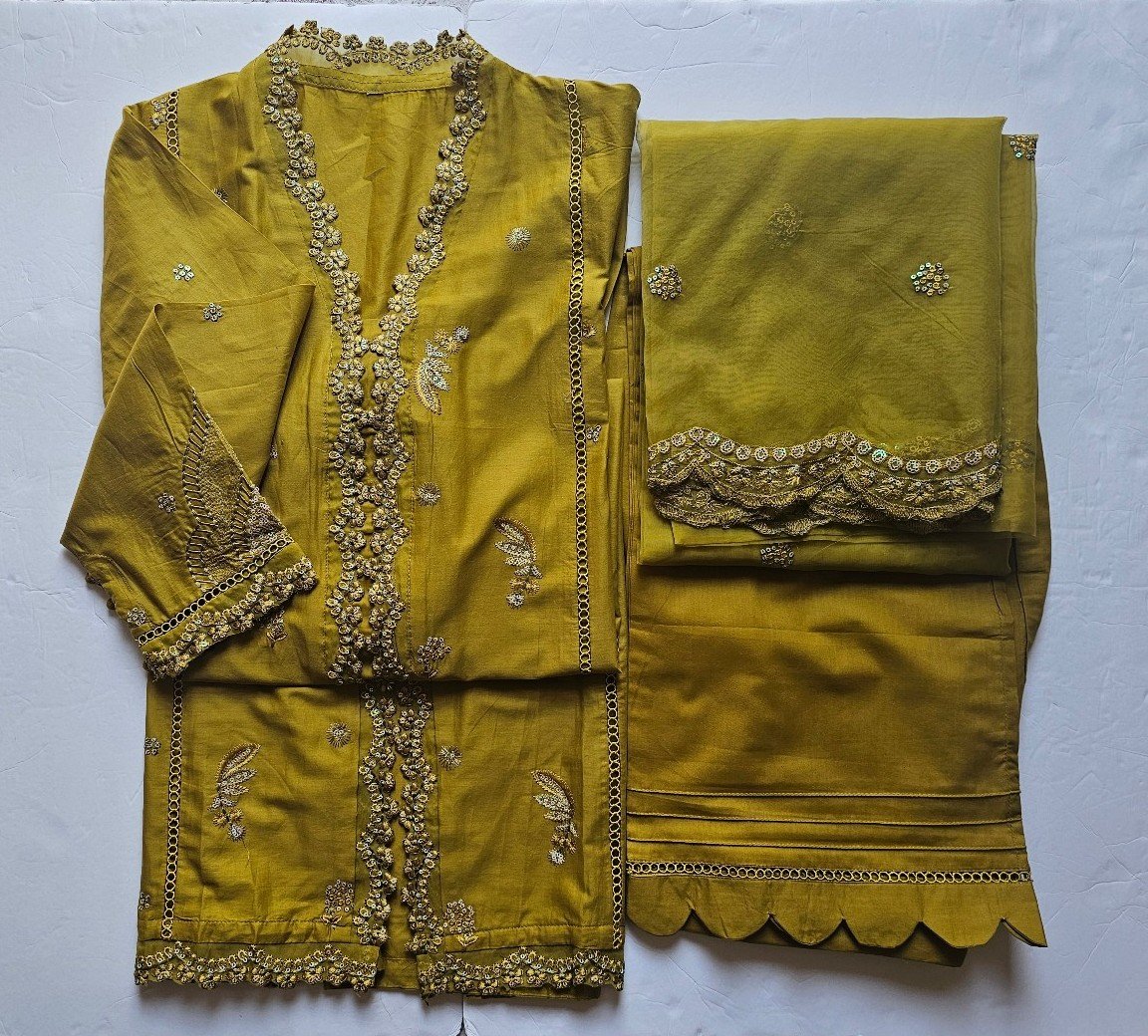 Indian/Pakistani Outfit - 3 Piece Set in Mustard Yellow