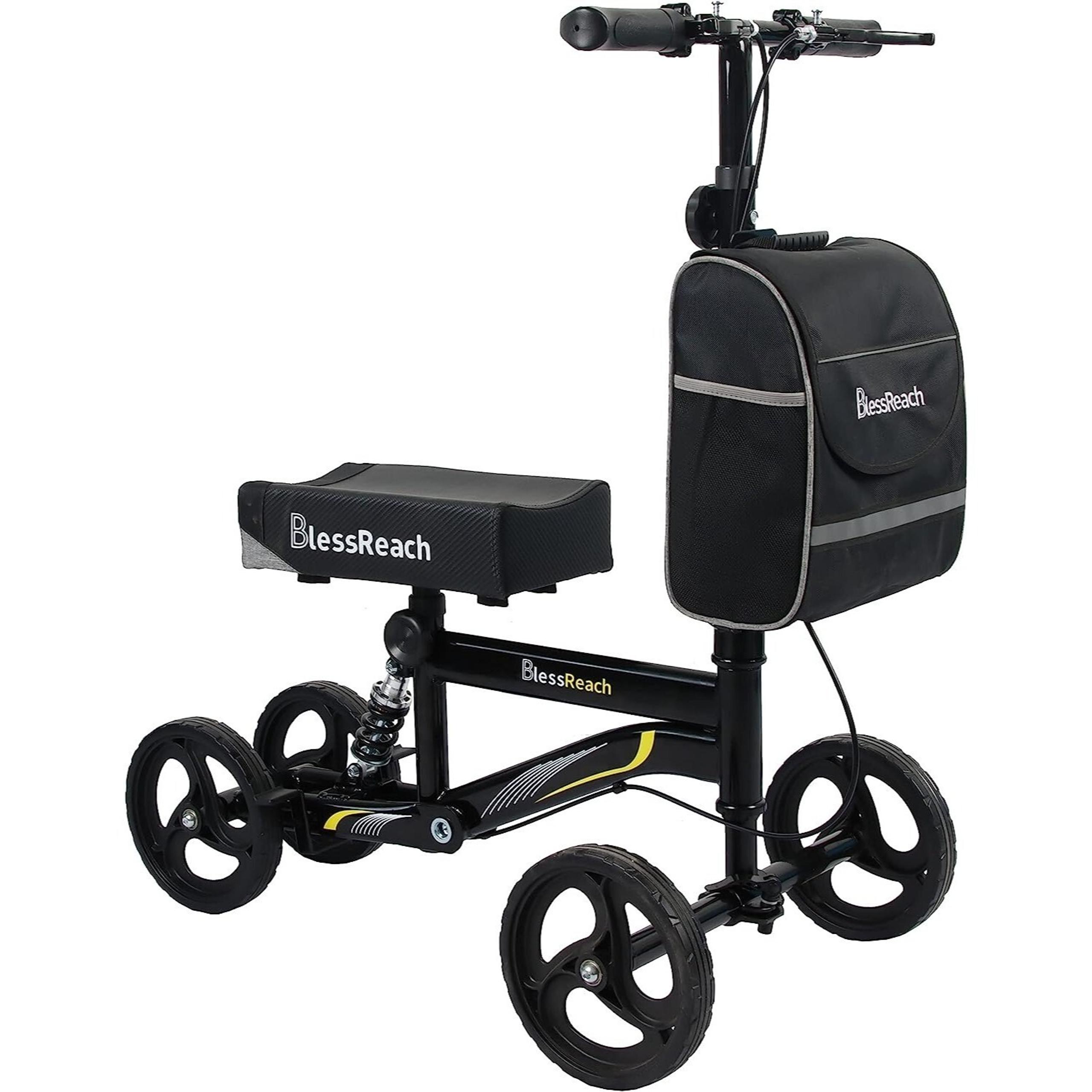 BlessReach Foldable Steerable Knee Walker Crutch Deluxe Medical Scooter Wheel