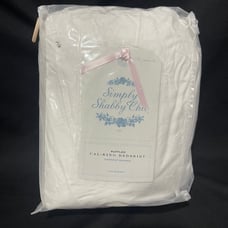 Shabby Chic White Linen Ruffle Cal King Bed Skirt ***READ***