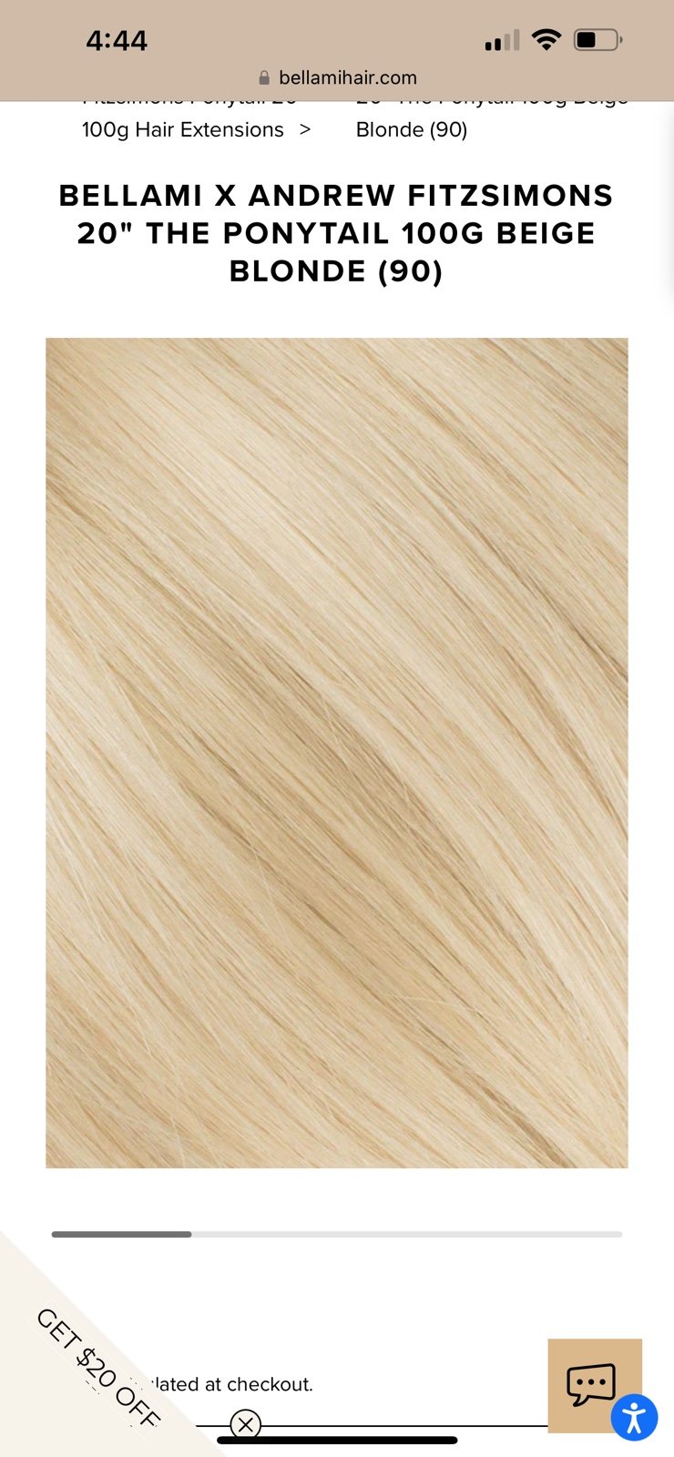 Bellami 20” 100gram ponytail