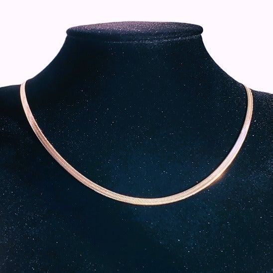 18K Pink Rose Gold Womens Flat Snake Herringbone Chain Necklace 16 18 Jewelry