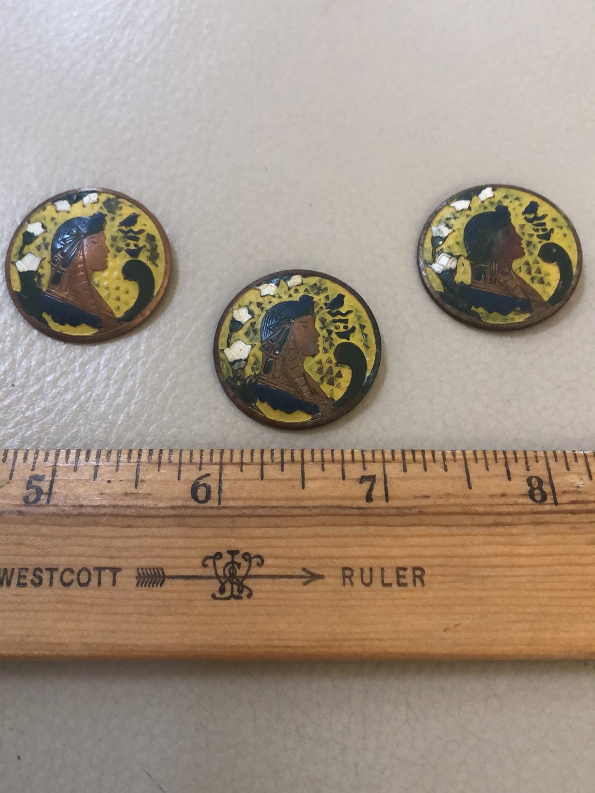 Antique Egyptian-theme Enamel Buttons