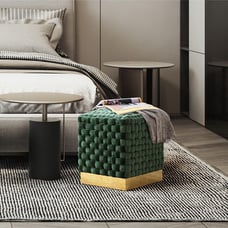 Velvet Cube Ottoman Square