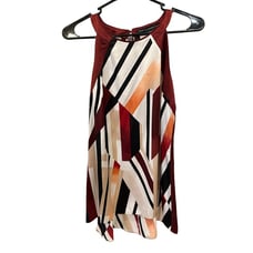 White House Black Market Women's Silk Print Halter Top, Size 6, Pre-Owned