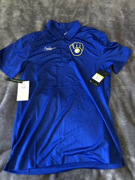 NWT Nike Milwaukee Brewers Cooperstown Retro Polo Shirt Size S