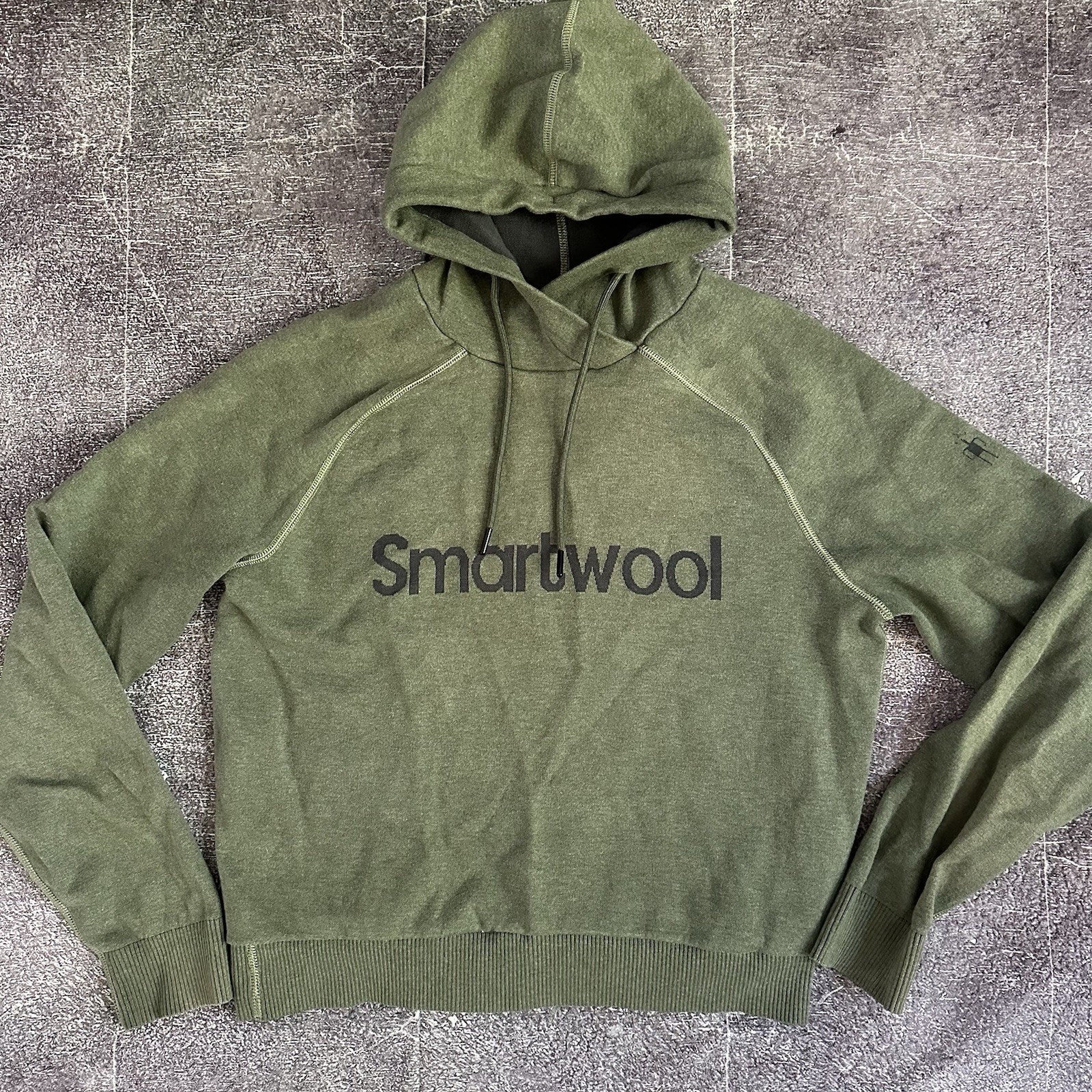 Men's Smartwool Intraknit Merino Fleece Forest Green Gray Hoodie Sweatshirt Sz S