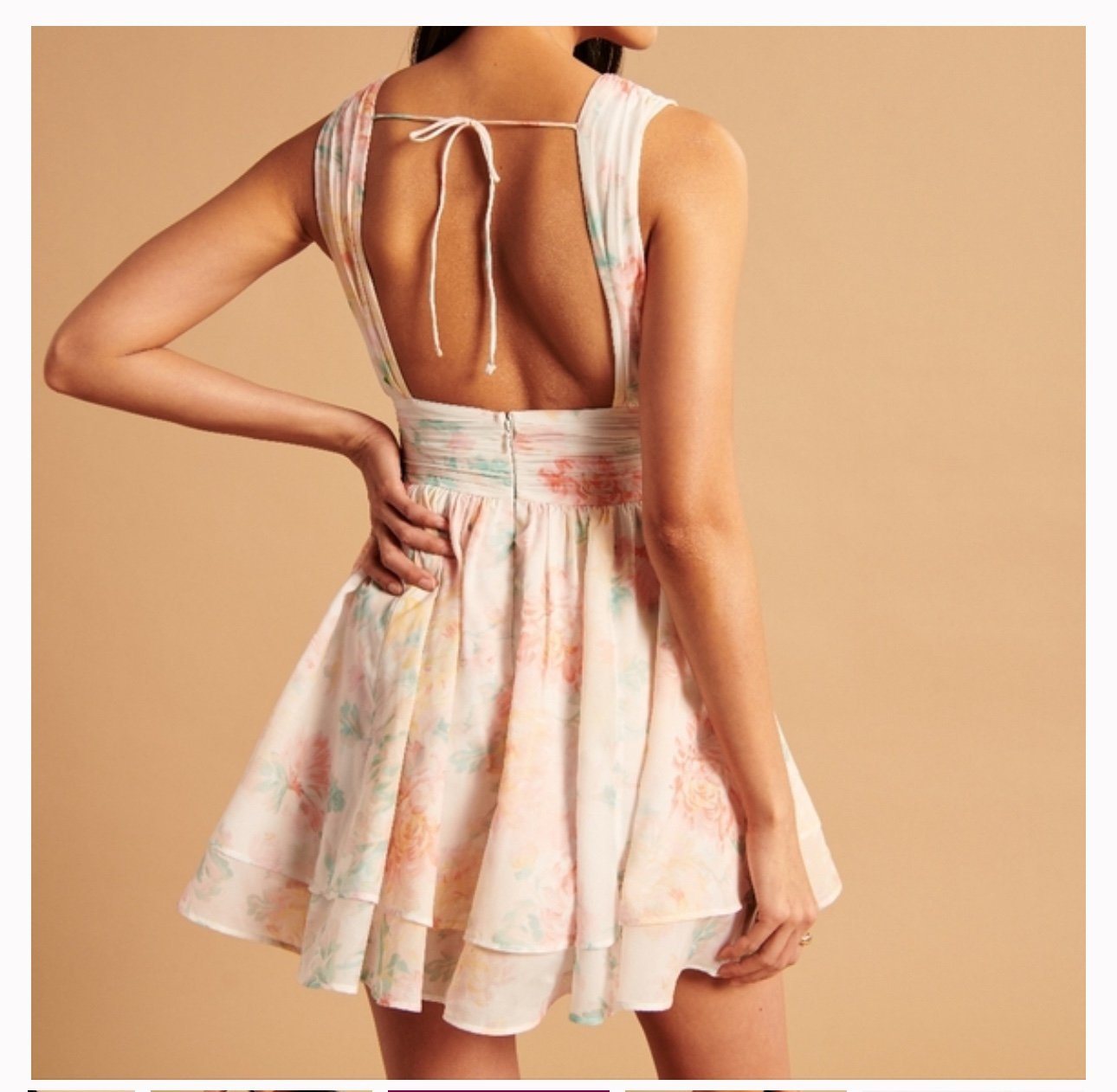 NWT Abercrombie & Fitch White Pastel Floral Flirty Drama Mini Dress