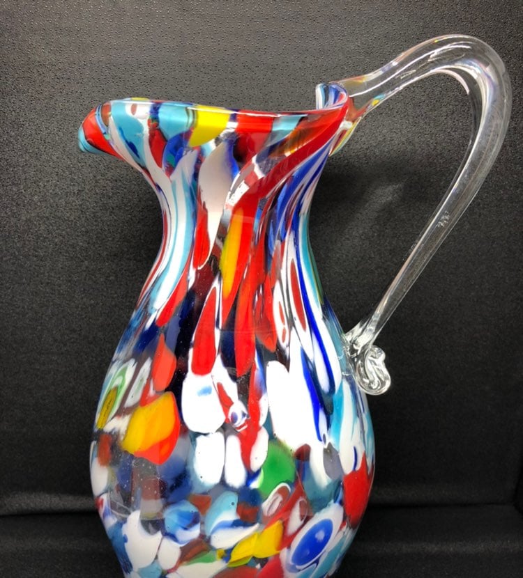 Fratelli Toso Murano Hand-Blown Art Glass Pitcher / Jug / Vase
