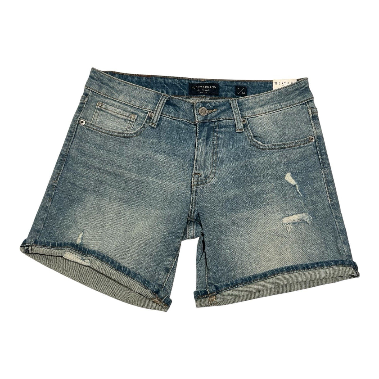 Lucky Brand Roll Up Women's Blue Jean Shorts Size 2/26 (7WP10245) Retail 69.50