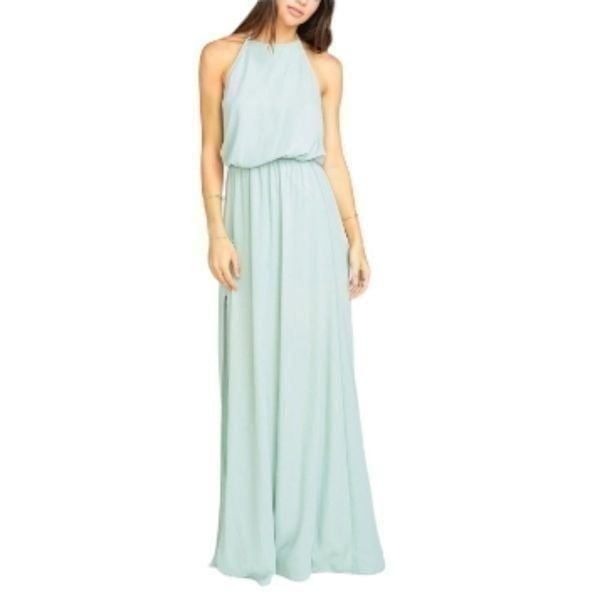 Show Me Your Mumu Heather Halter Formal Dress in Dusty Mint Crisp Size Medium