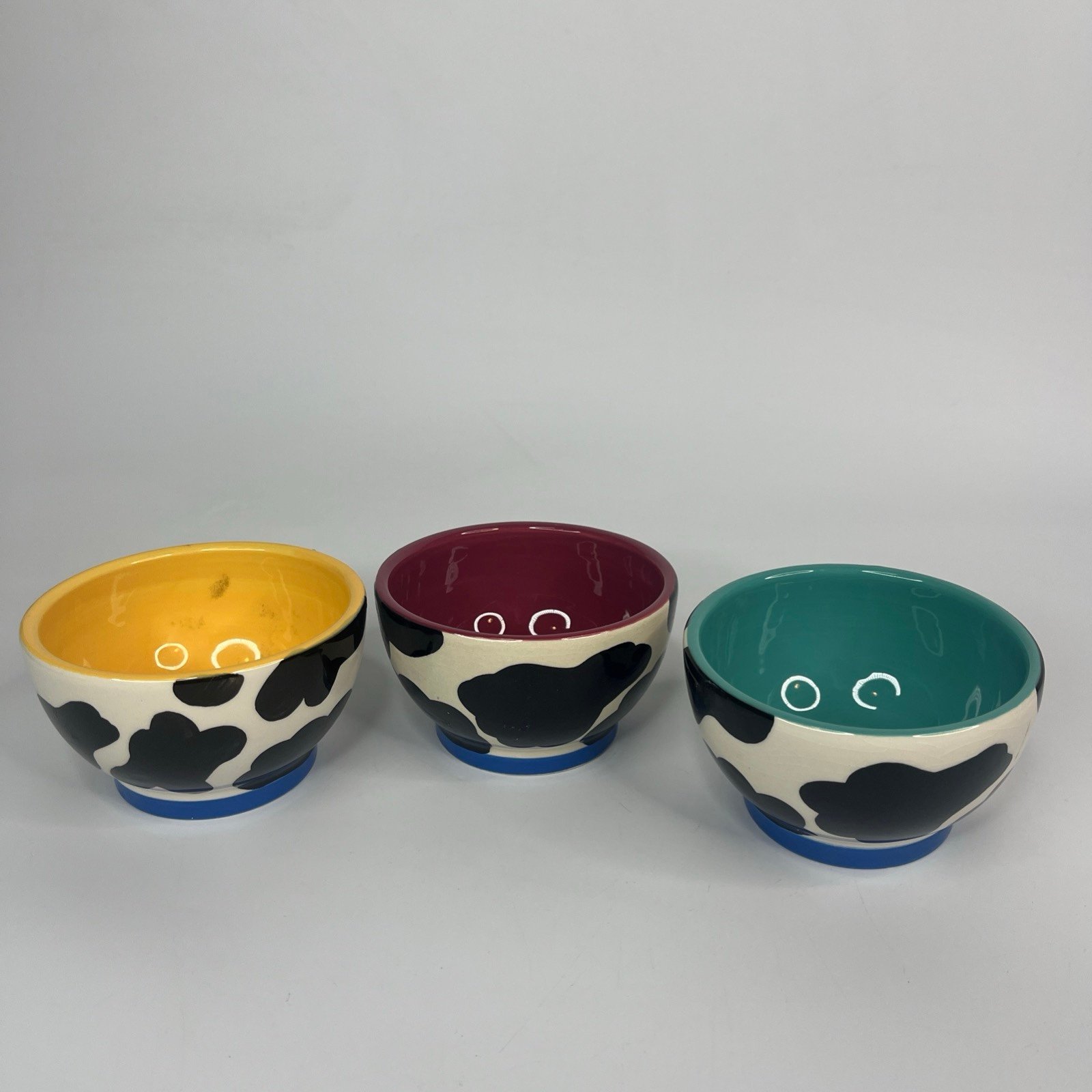 Set Of 3 Ben & Jerry's Ice Cream Bowls Cow Print Limited Edition 4.25”
