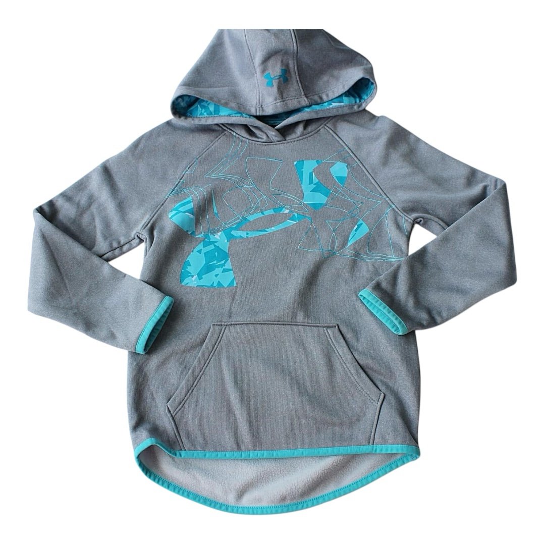 Armour Fleece Hoodie - Heather and Blue Size Youth XS = 7